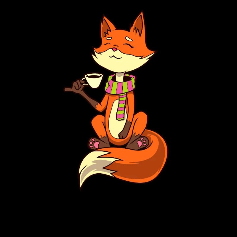 Fox drinks coffee - coffee drinker