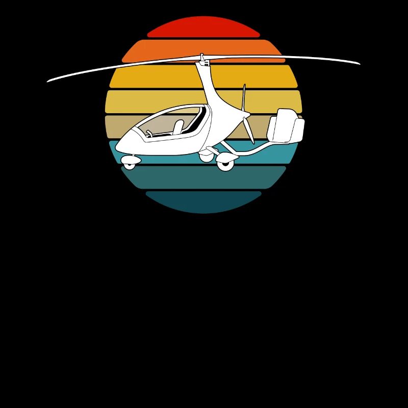 Aviation Enthusiasts Retro Sunset Gyrocopter