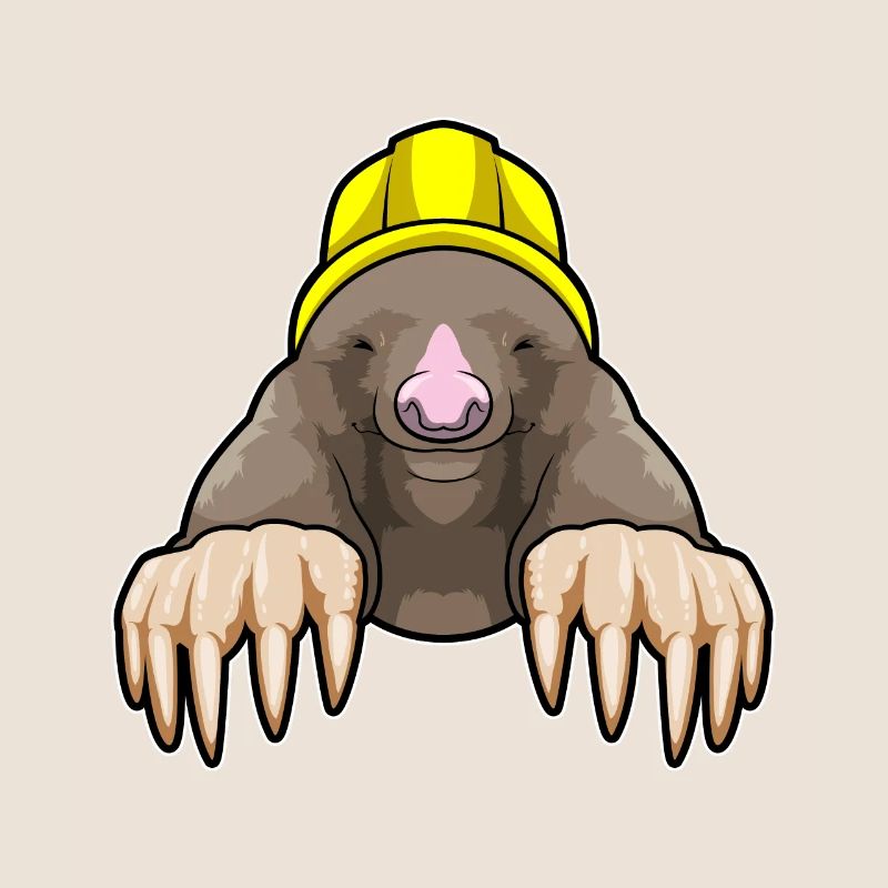 Mole as a miner with helmet