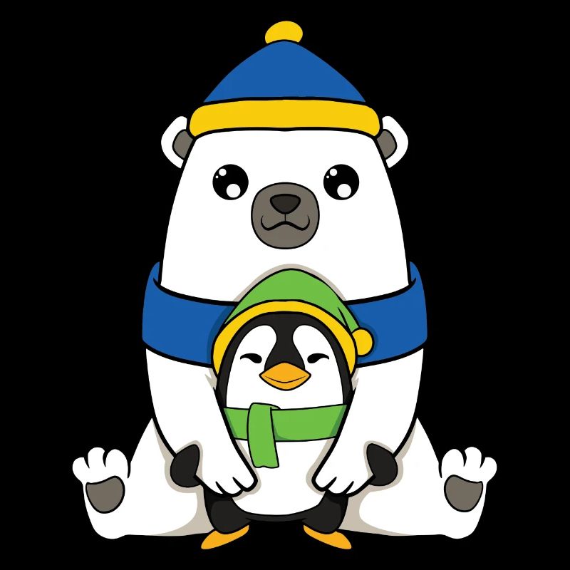 Eisbär mit Pinguin