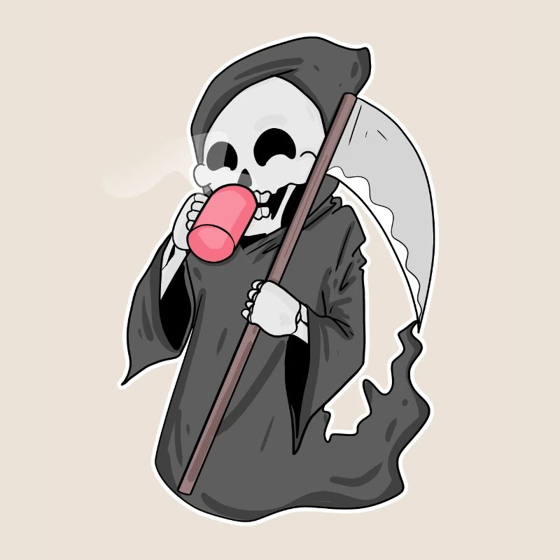 Sensenmann mit Kaffee