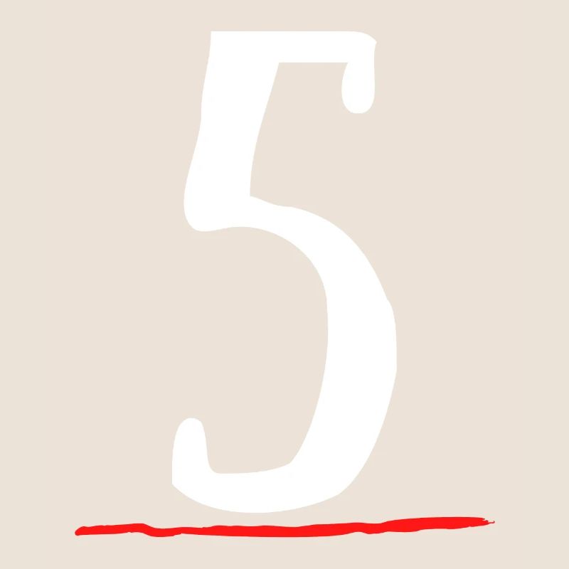 5 five underlined red line