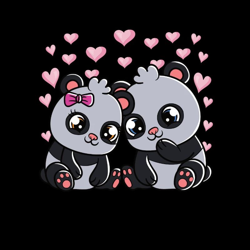Mignon Panda Bears Saint-Valentin
