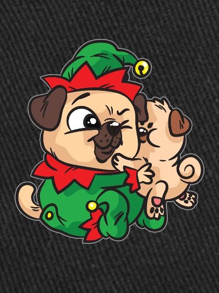 Elf Mops kuscheln Weihnachtskleid