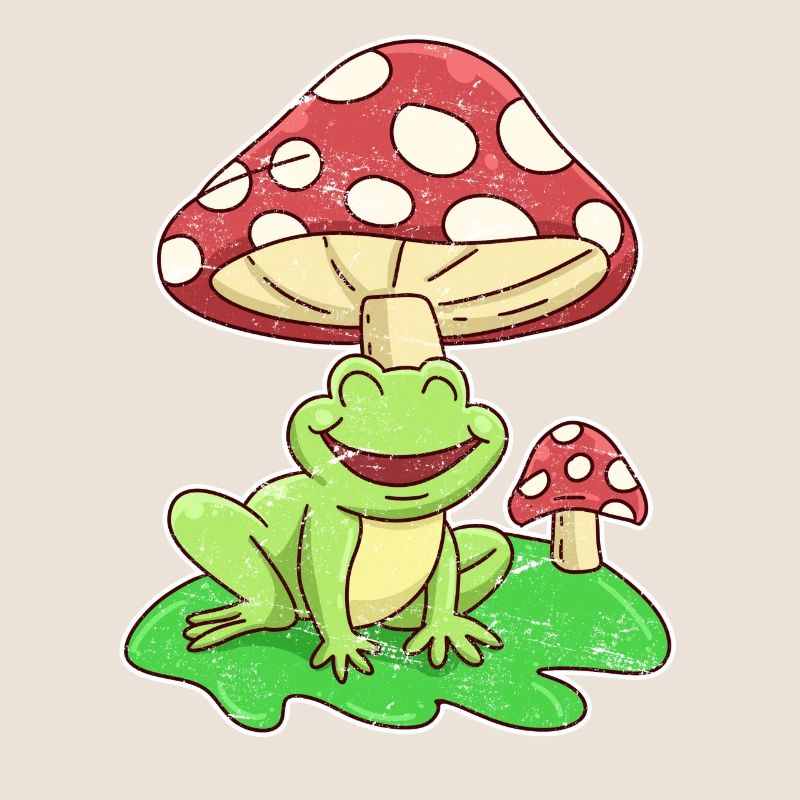 Frog and toadstool Cottagecore Aesthetic