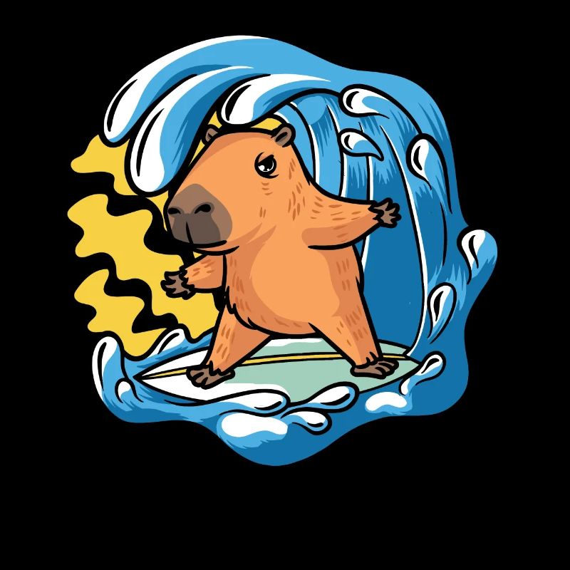 Capybara Rongeur Surfer Surf Vagues
