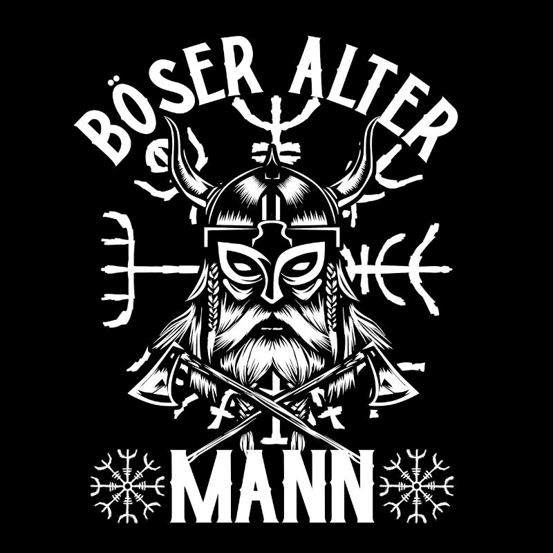 Wikinger Böser alter Mann Spruch mit Runenkompass