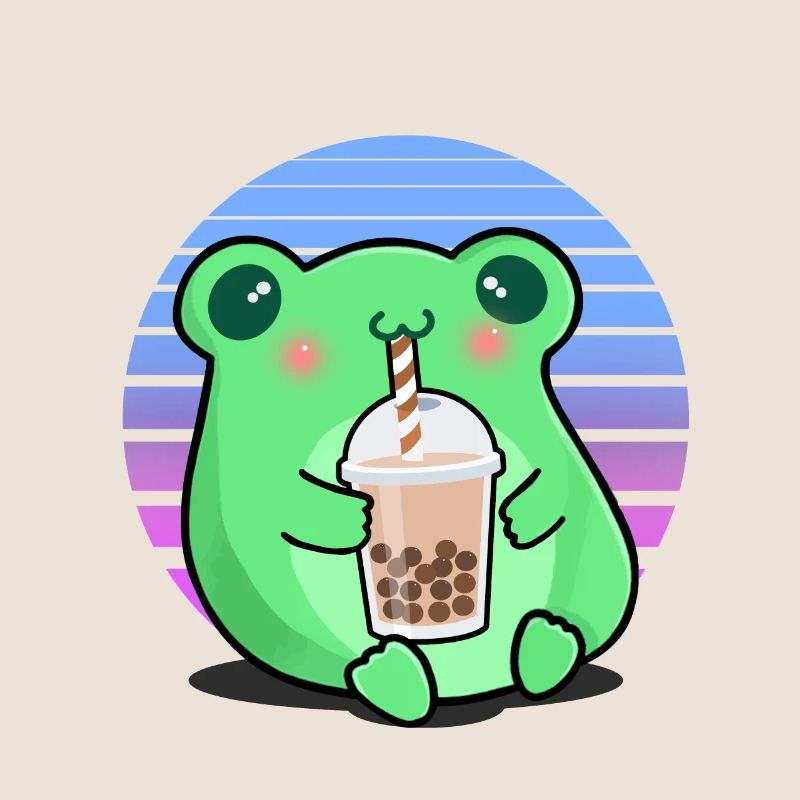 Frog Bubbe Tea Funny Drinking Frog Shake Humor
