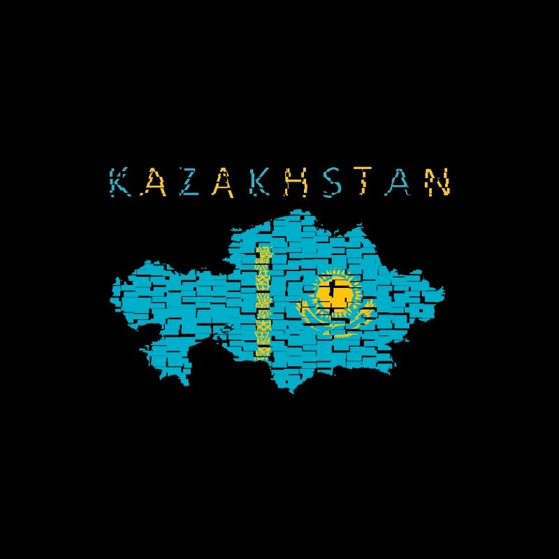 Kazakhstan Map Flag