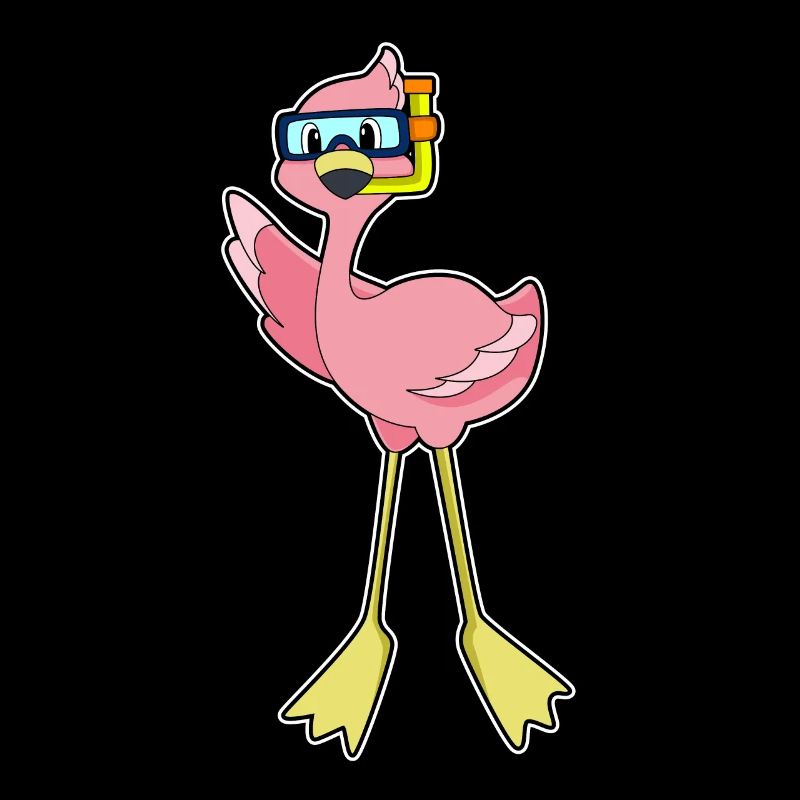 Flamingo diving with snorkel