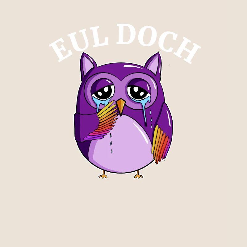 Traurige kleine Dicke Violette Eule mit Spruch Eul