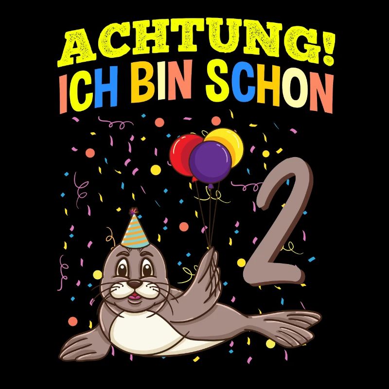 Achtung Ich Bin Schon 2 Tier Geburtstag Seehund