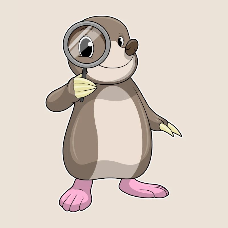 Mole with magnifying glass