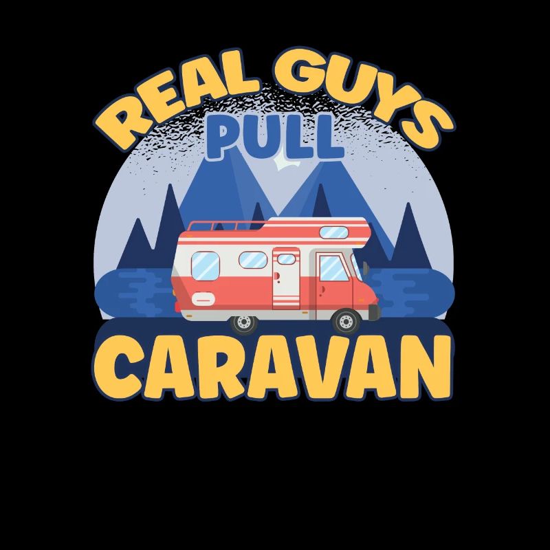 Real guys pull caravan camping camper nature