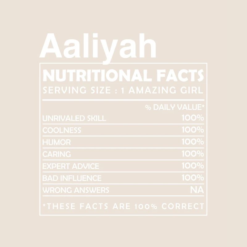 AALIYAH Faits nutritionnels