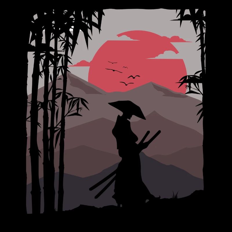 Artistic Samurai Sunset Bushido Nature Japanese