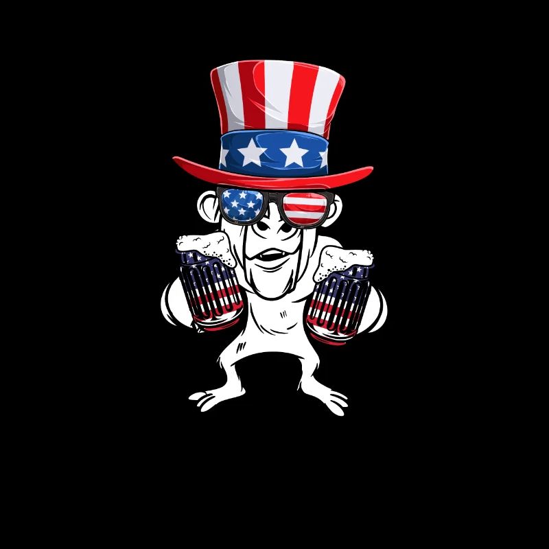 Patriotic Monkey Drapeau américain 4 juillet