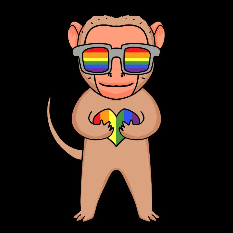 LGBT Animal Monkey Macaques Rainbow