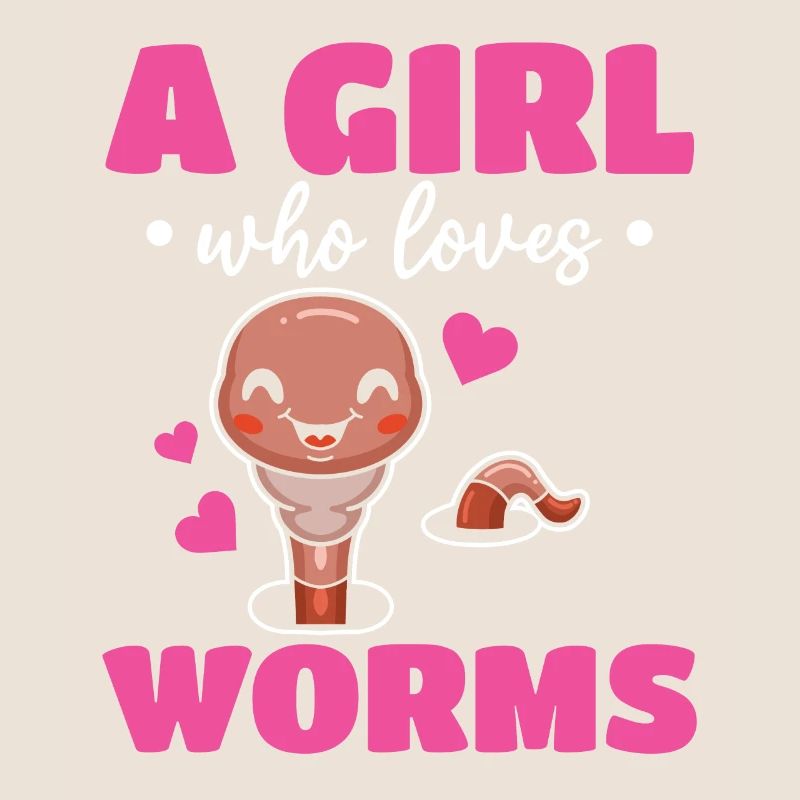 Compost Worm Cute Worm - Ein Mädchen, das Würmer