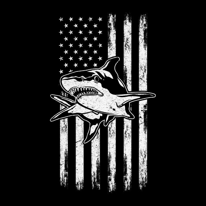 Shark American Flag Shark US Flag Great
