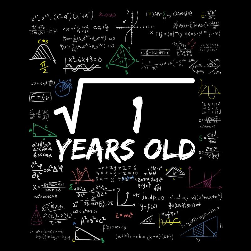 Square Root of 1 1ST Funny Math Birthday