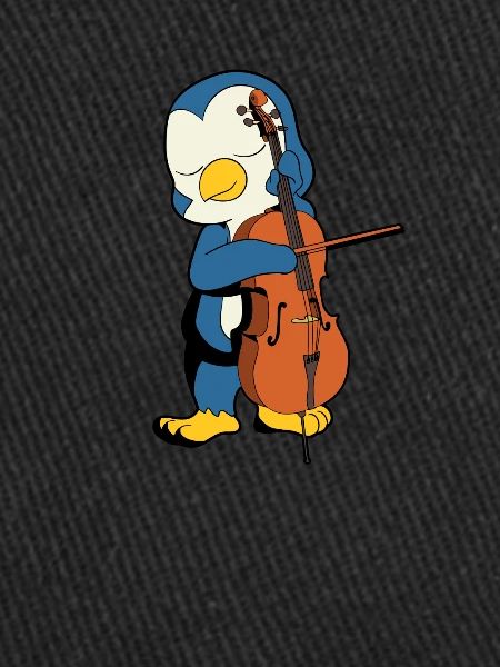 Comic Penguin plays cello
