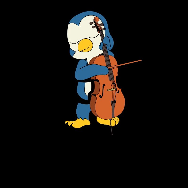 Comic Penguin joue du violoncelle