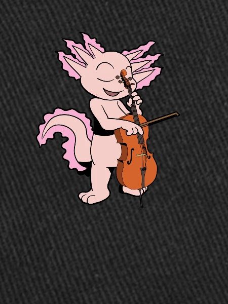 Comic Axolotl joue du violoncelle