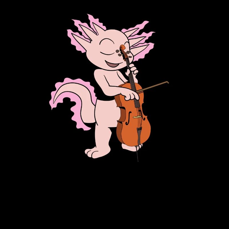 Comic Axolotl spielt Cello