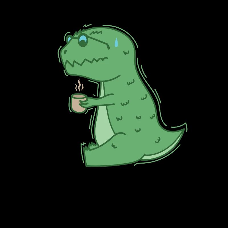 Dino drinks coffee dinosaur reptile