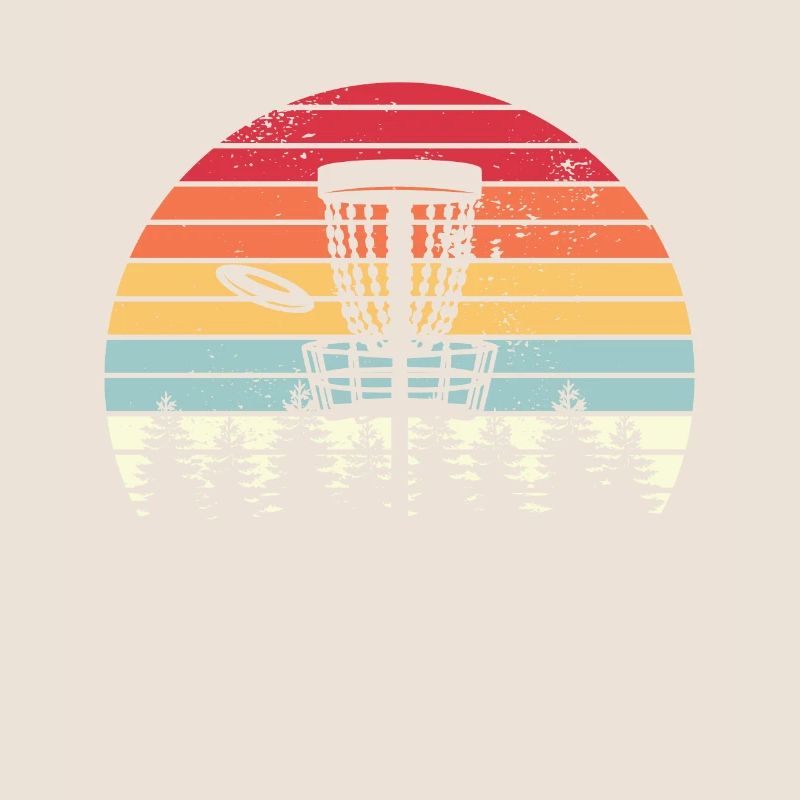 Disc Golf Retro Distressed Bäume Sonnenuntergang