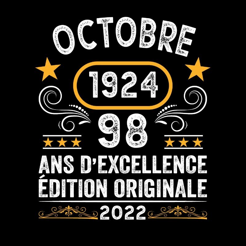 Octobre 1924 98 Ans Anniversaire Idée Cadeau Rétro