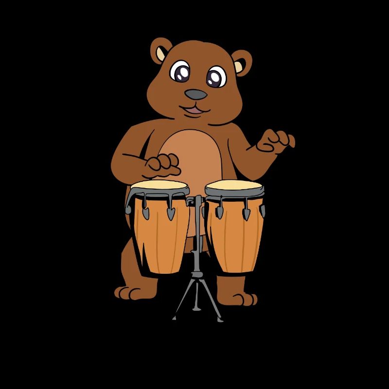 Comic Bär spielt Percussion