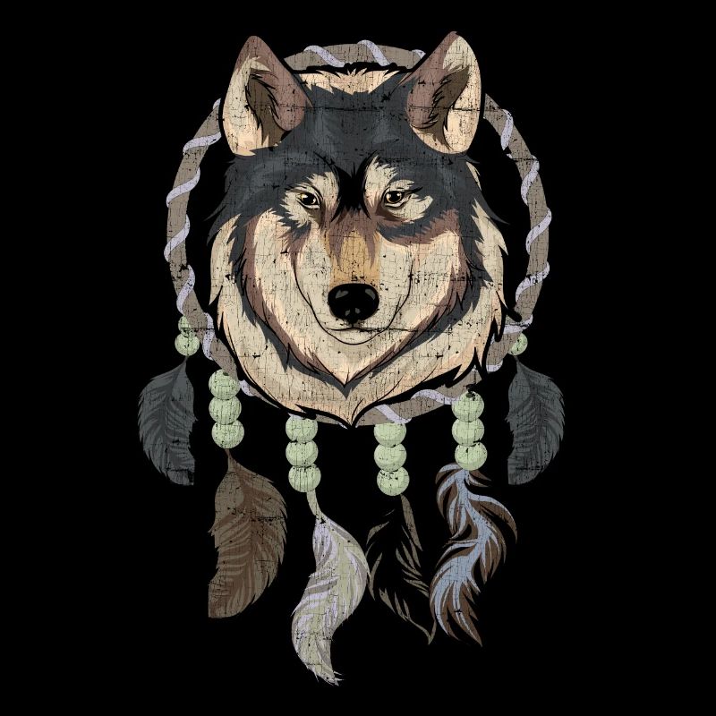 Plumes indiennes Boho Dream Catcher Wolf
