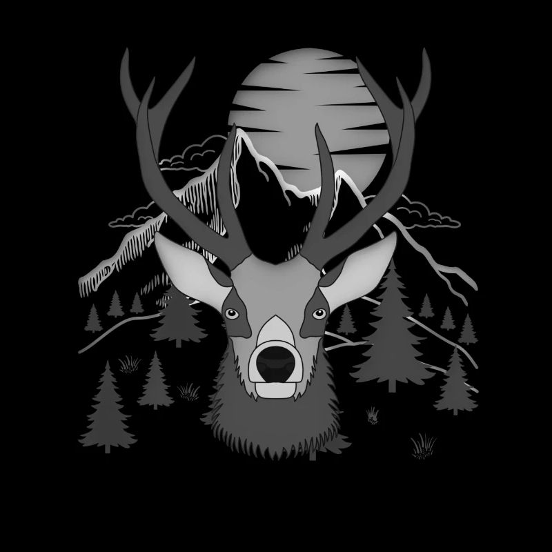 Red deer antlers with deer antlers