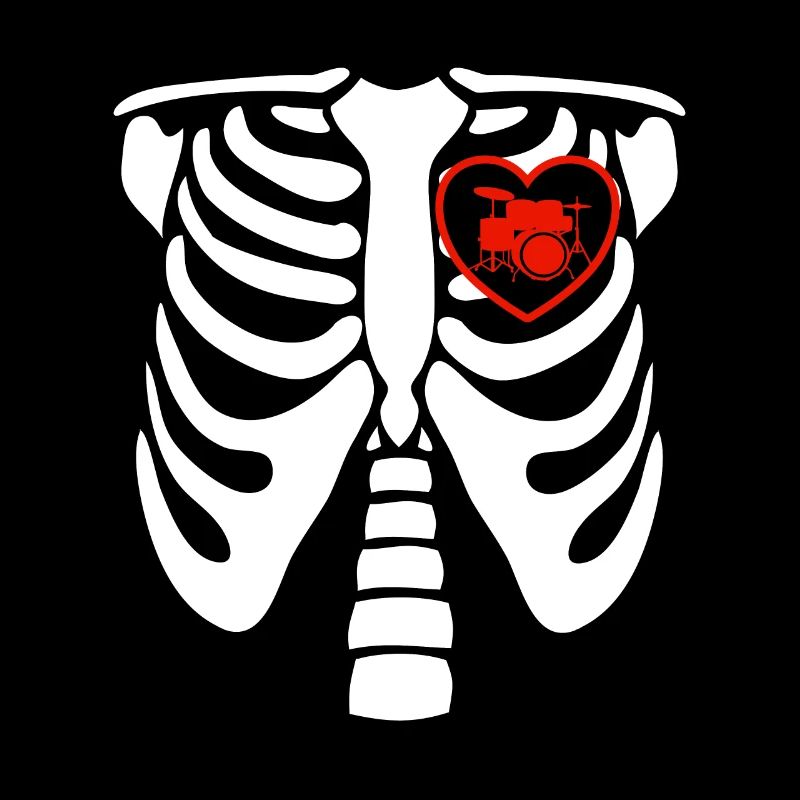 Batterie Batteur Batteur Skeleton Heart