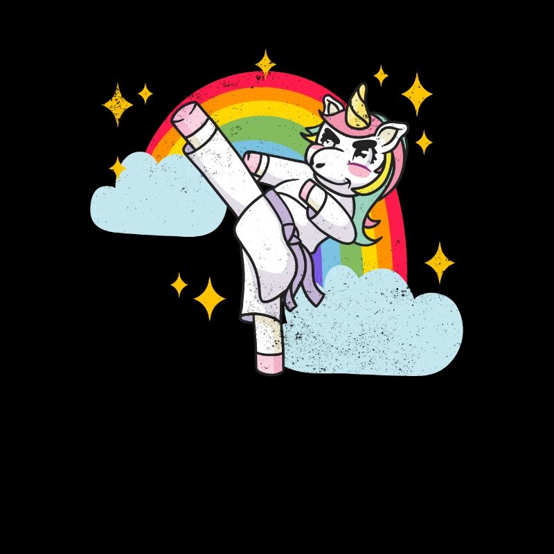 Lustige Karate Kampfsportarten Regenbogen Einhorn