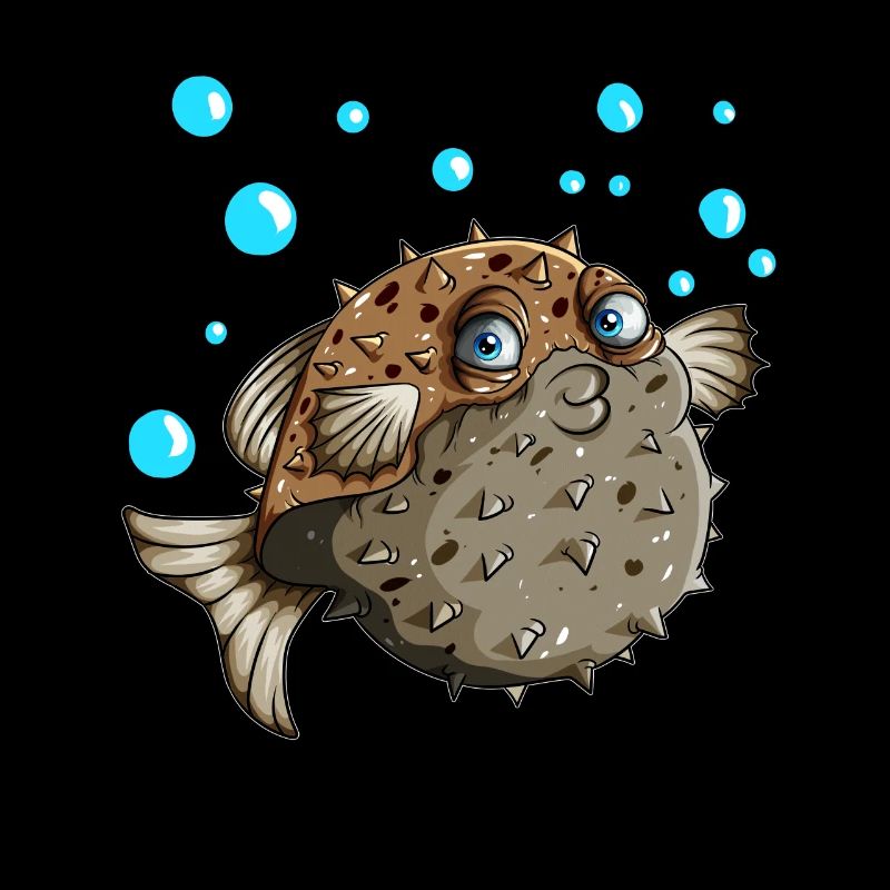 Puffer fish makes bubbles lovers sea creature fish