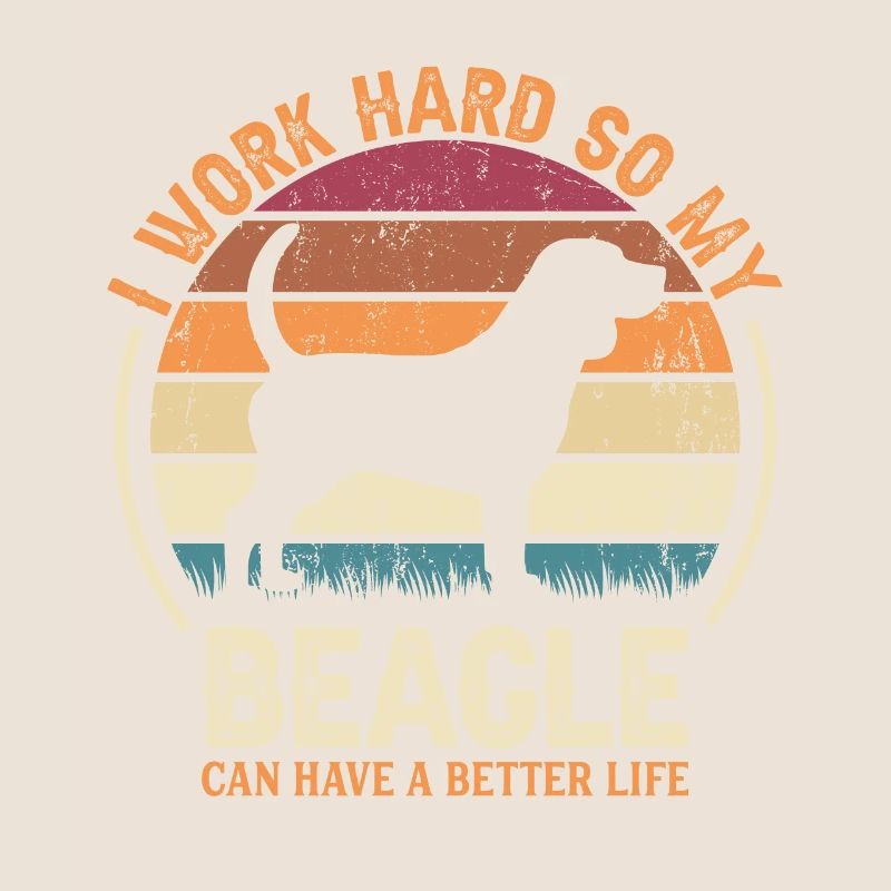 Work Hard - Retro Beagle