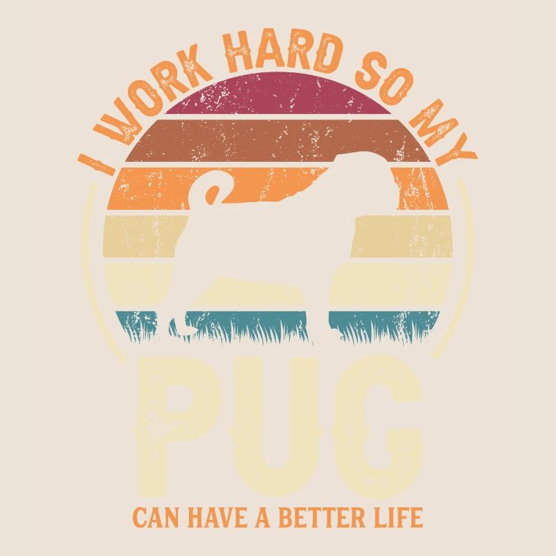 Work hard - Retro Pug