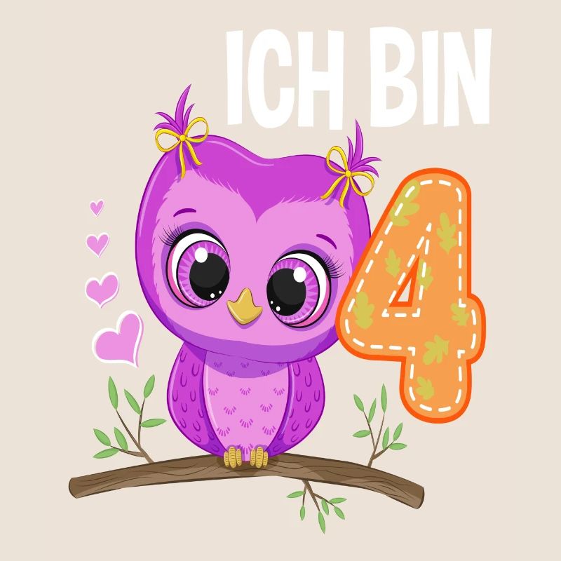 Ich Bin 4 Eule 4. Geburtstag Eulen Mädchen