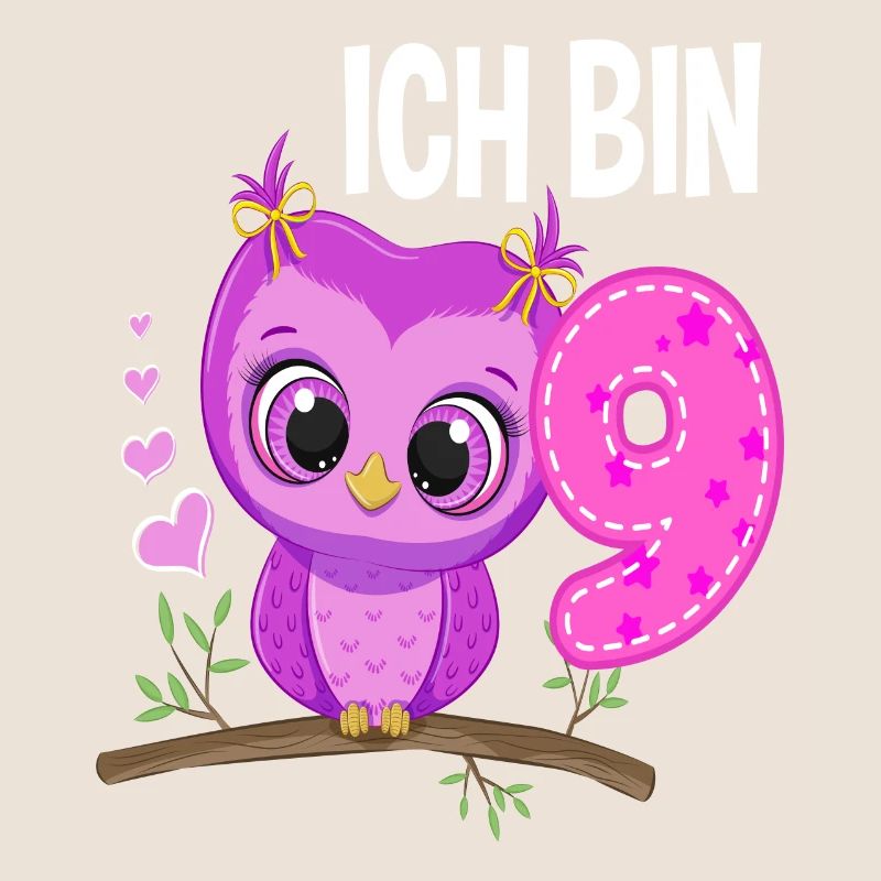 Ich Bin 9 Eule 9. Geburtstag Eulen Mädchen