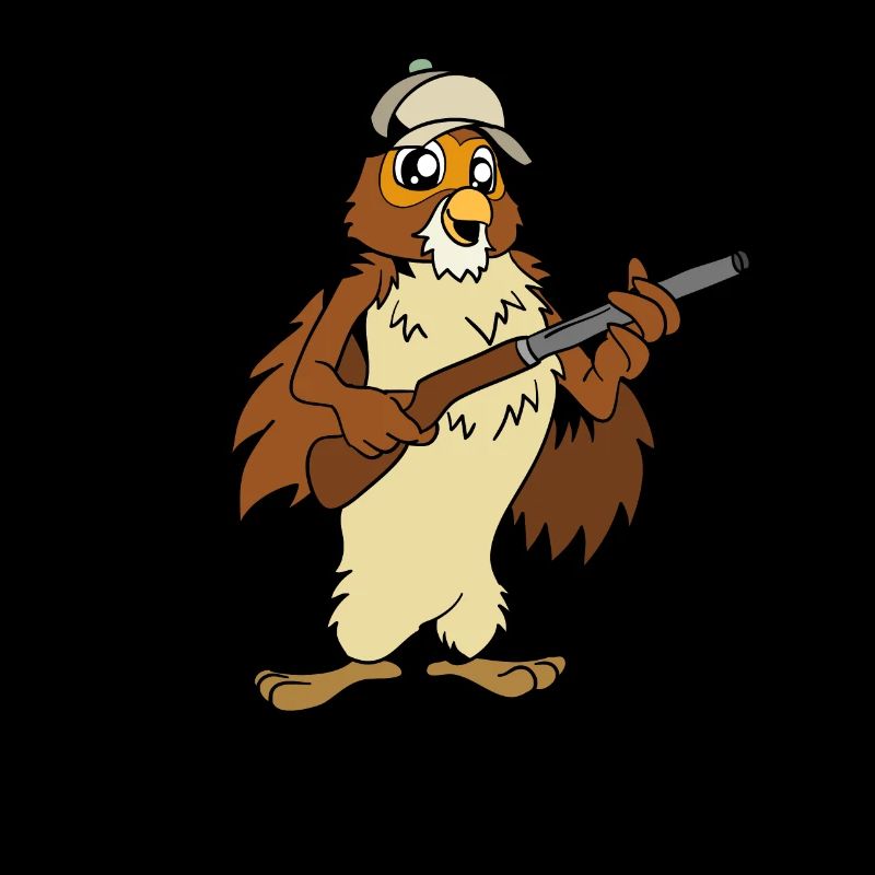 Eule mit Gewehr - Jäger