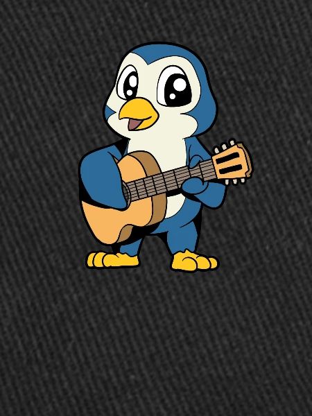 Comic Penguin plays guitar