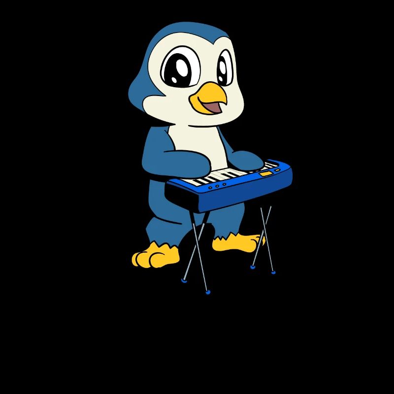 Comic Penguin joue du clavier