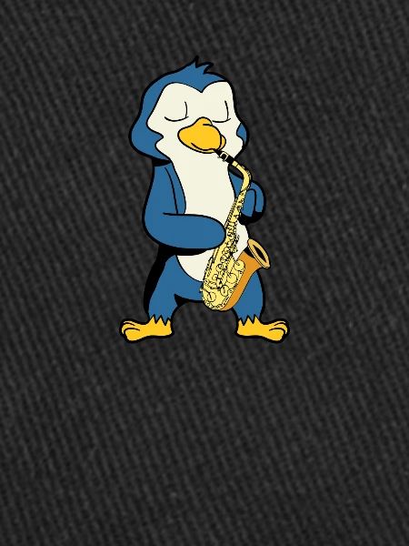 Comic Penguin plays saxophone