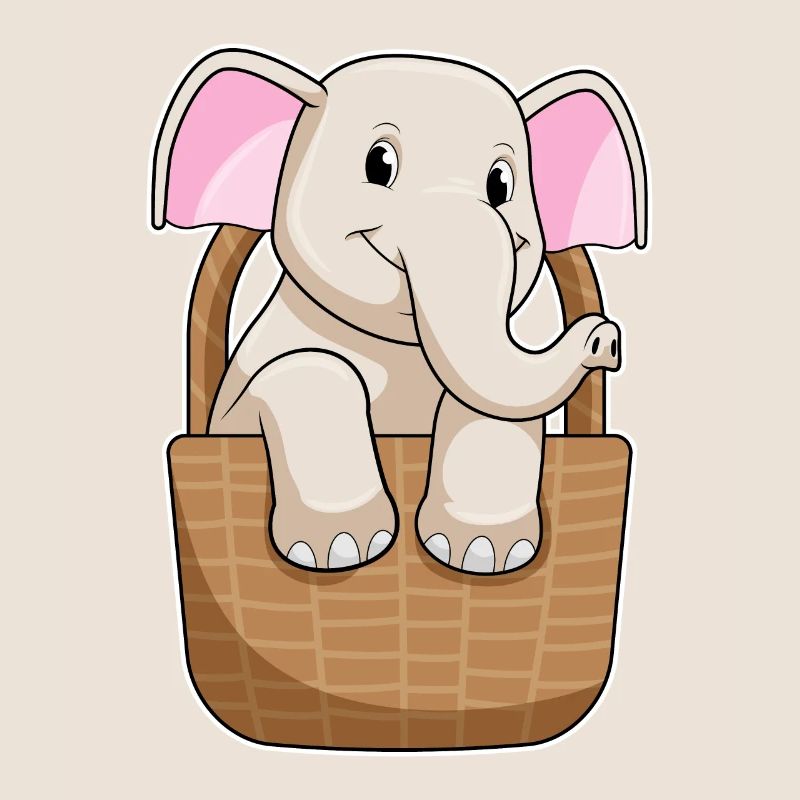 Éléphant avec panier