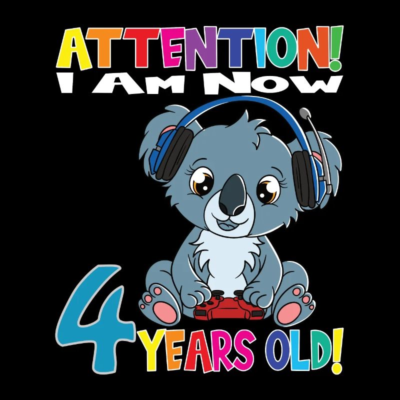 Koala Birthday I Am Now 4 Years Old