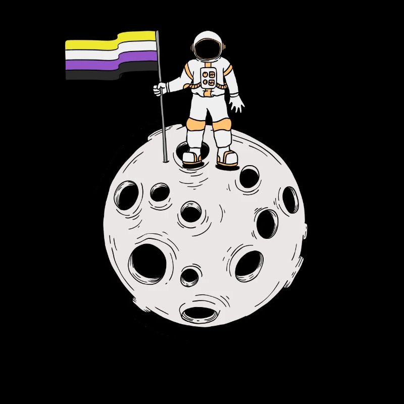 Nonbinary astronaut on the moon Nonbinary flag
