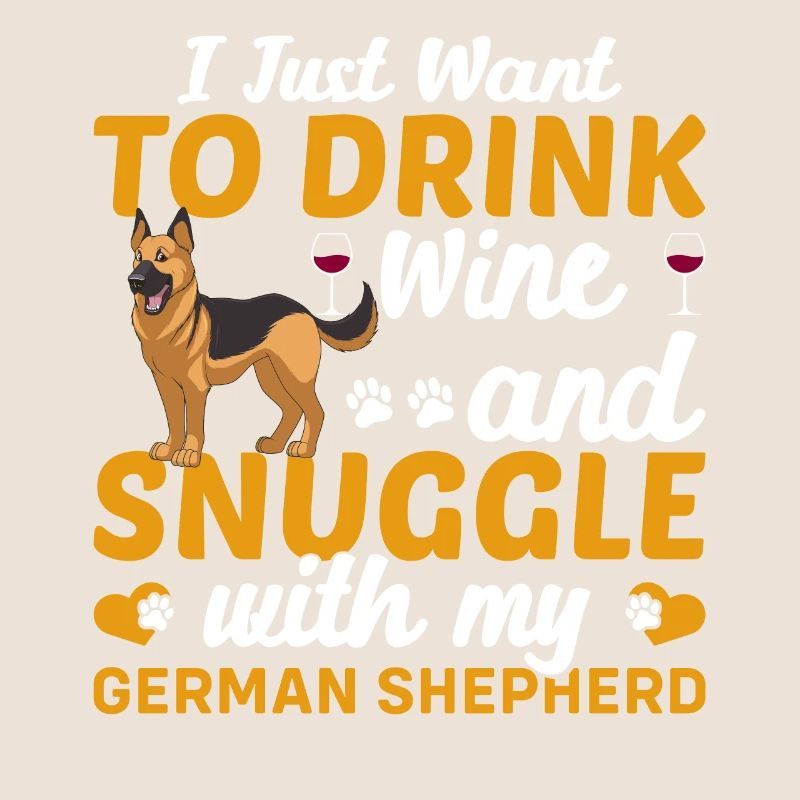 Drink wine Cuddling with German Shepherd